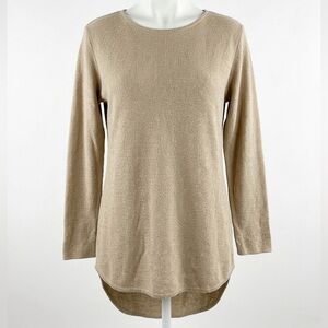 Michael Kors Beige and Gold Hardware Long Sleeve Knit Top Size Medium